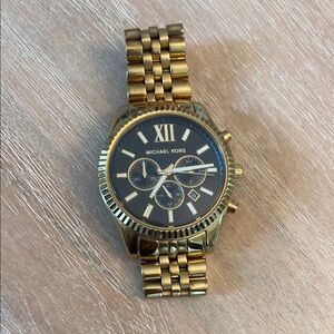 Michael Kors Gold Chronograph Watch with Black Face